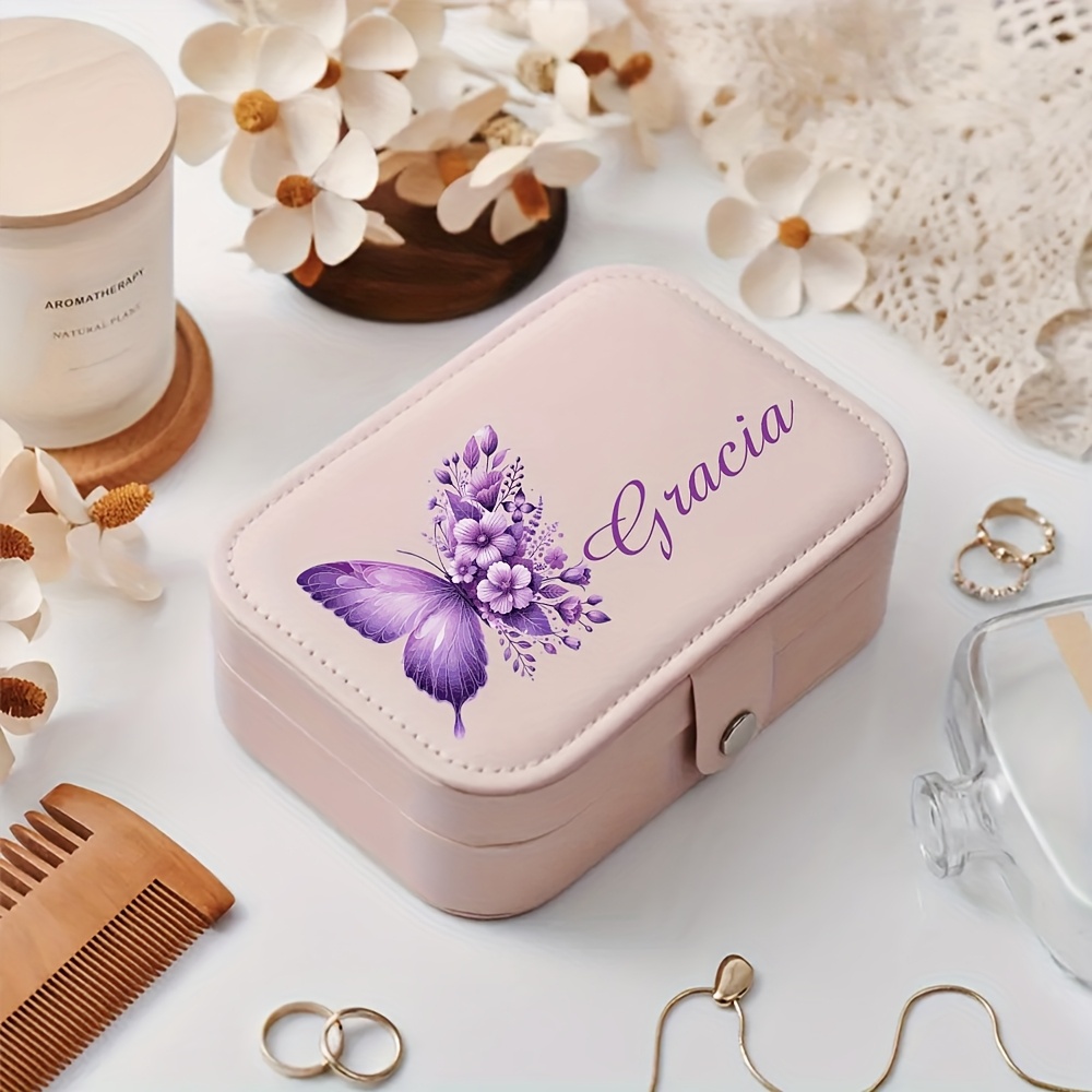 Custom Name Personalized Jewelry Box, Butterfly Shape